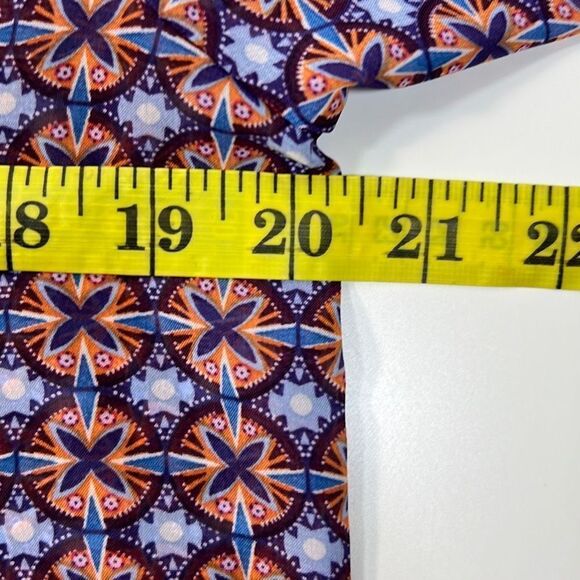 Como Vintage Womens Lace Blouse Bell Sleeve Keyhole Sheer Purple Orange Medium - Picture 7 of 10